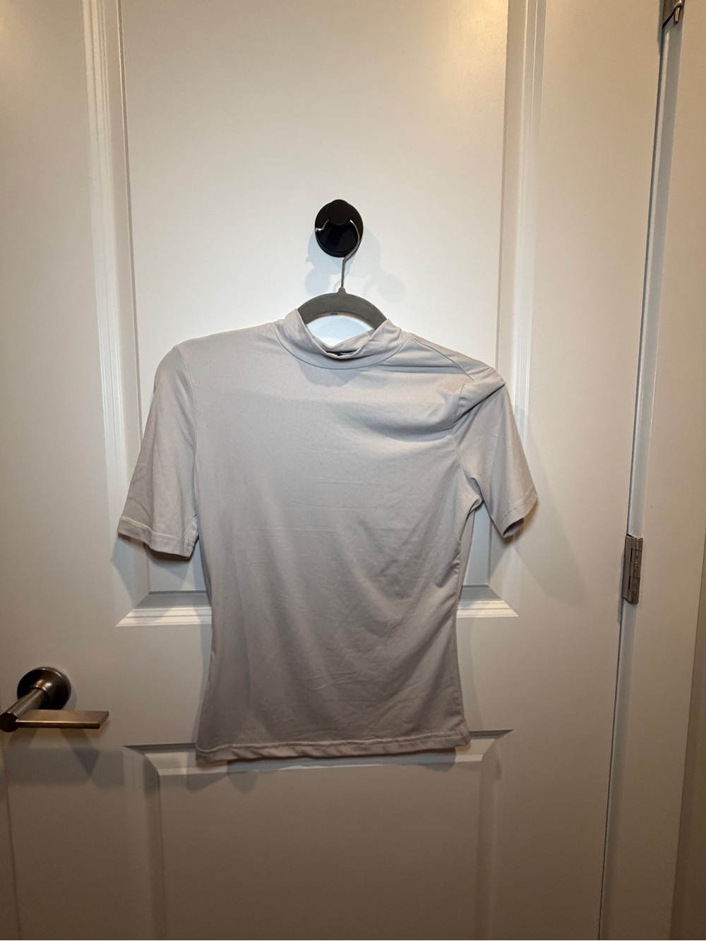 Light Gray Short-Sleeve Mock Neck Shirt
